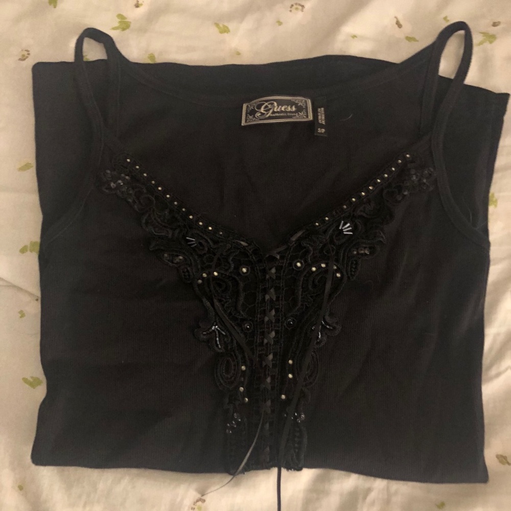 Guess sexy black tank with beading
